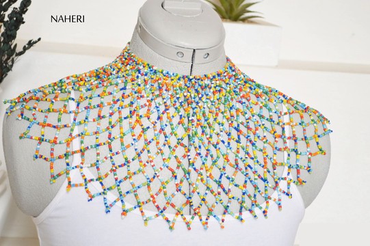 African beaded cape necklace handmade jewelry