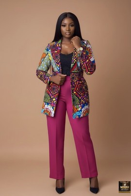 Geometric Mosaic Blazer Set