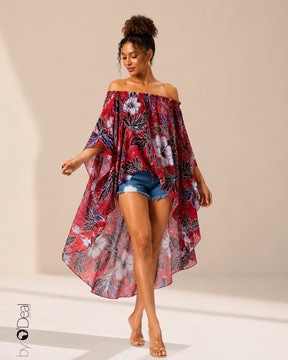 Asymmetrical bardot tunic - in satin silk
