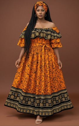 Elegant Off-Shoulder Maxi Dress with Statement Headband