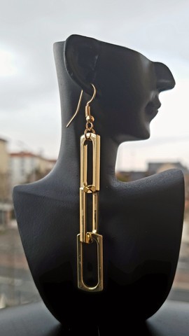 Gold colored "rectangular" earrings