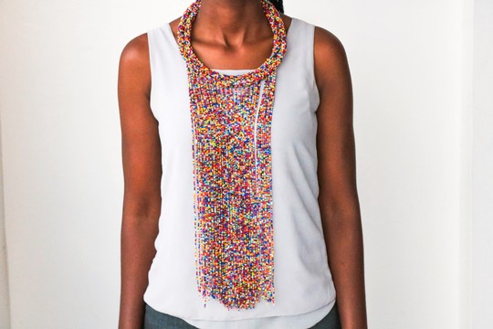 Collier de perles africaines, collier à franges, collier Maasai, collier zoulou