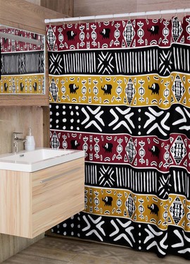 Mudcloth Colourful Shower Curtain Afrocentric Print (MORE SIZES AVAILABLE)