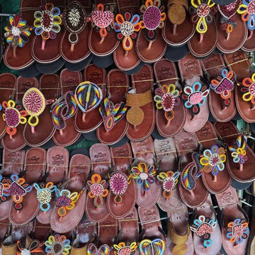 10 Handmade Beaded Sandals, African Leather Floral Bead Sandals, Women Summer Flip Flops