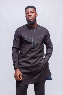 Chalk Stripes African Men Suit, 2PC African Mens Wear, African Clothing, African Wedding Men