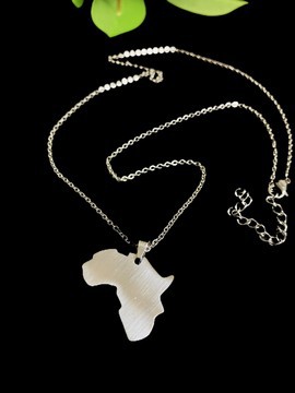 Silver african map necklace