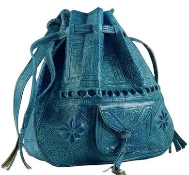 handmade blue genuine leather shoulder bag