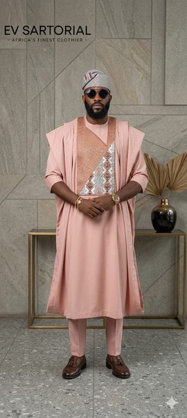 Agbada with kaftan and trouser with classic embroidery