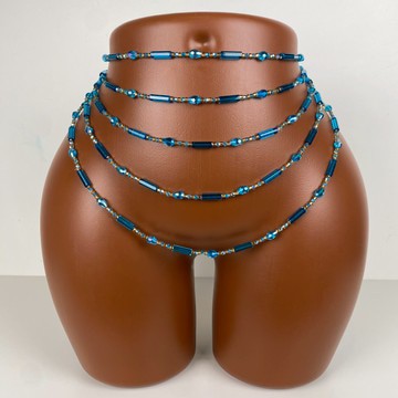 Perle de taille bleu doré , ceintures, bayas , bine bine , collier de taille, collier de ventre