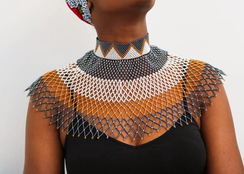 Collier de mariage africain, Collier châle perlé, Collier zoulou, Cadeau pour elle, Cadeau de demoiselle d'honneur