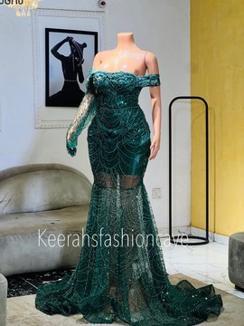 Embellished long lace prom gown,evening dress, homecoming dress, engagement wedding Dres