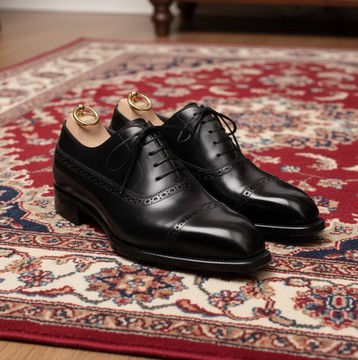 Men’s Classic Black Leather Oxford Dress Shoes – Premium Handmade Formal Footwear