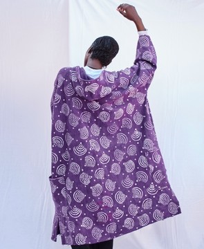 Purple Wifi Hooded Bogolan Cloak