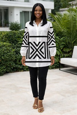 The Traditional Mosaic Muse Shirt Dress – A canvas of culture