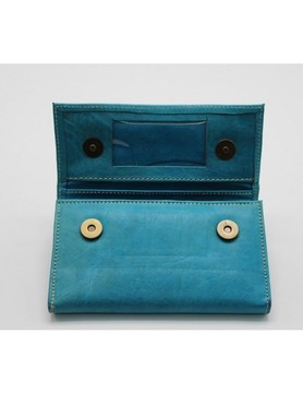 Porte monnaie en cuir véritable Bleu