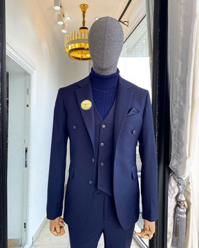 Costume sur mesure Reloaded «Peaky Blinders» pour homme anthracite bleu marine à revers cranté
