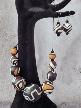 Collier YEMOJA BOGOLAN en perles WAX tissu-pagnes