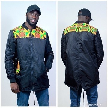 Mixed bomber mid-season black "Kenté" Orange