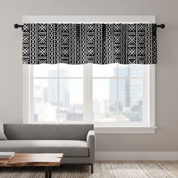 African Elite Tribal Symbol Curtain Valance | African Window Treatment | Bynelo