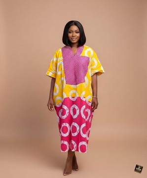 Caftan patchwork à motif soleil