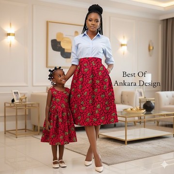 Mother &amp; Daughter Ankara Matching Set – Elegant African Print Midi Skirt &amp; Kids Dress