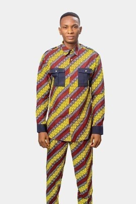 Chemise à imprimé africain avec des pantalons imprimés africains