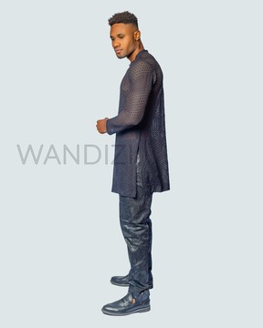 Black Dress Shirt with Net, Mens Dress Shirt, Mens Clothing, Mens Wear