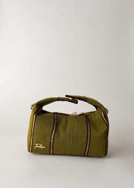 Mini Hobo In Olive Green Asooke NYFW