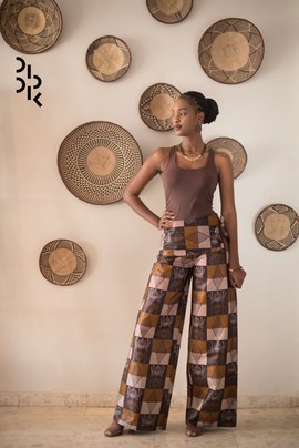 Pantalon Akiyo (imprimé pagne tissé)