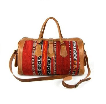 Handmade genuine leather travel bag with shoe compartment - Large weekend bag