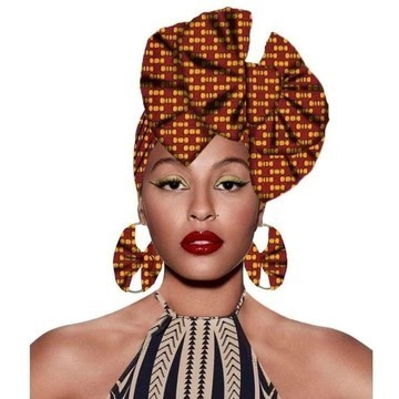 turban and creole earring