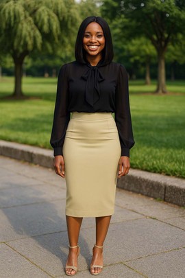 Gold Pencil Skirt Midi – Effortless Day-to-Evening Staple