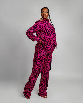 Jolene Long Sleeve Shirt |Pink and Black African Print