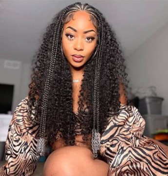 Half cornrow half curls on 13*6 frontal