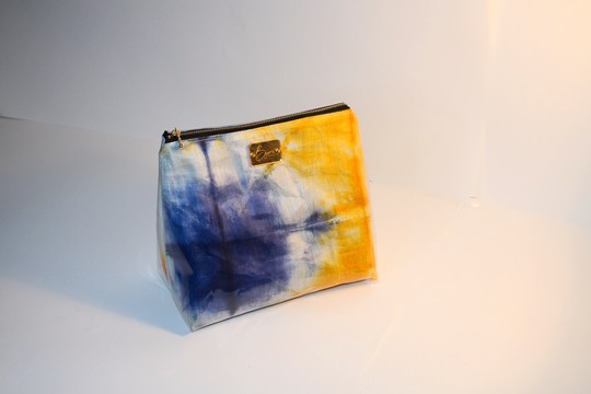 Golden Toiletry Bag Wash Bag Travel Bag | Cosmetic &amp; Makeup Bag | Handmade handdyed | Waterproof