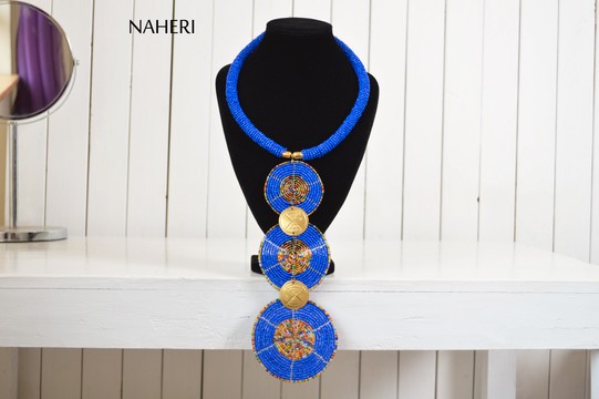 African Beaded Pendant Necklace | Handmade Tiered Jewelry