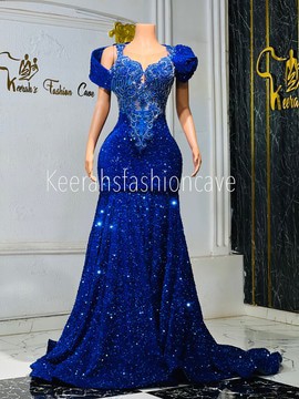 Blue prom cape dress, prom gowns, engagement dress