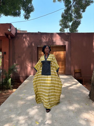 Boubou carré jaune moutarde
