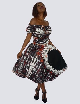 Robe évasée imprimée bazin