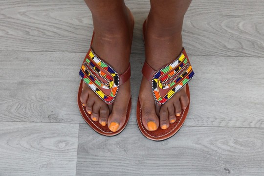Maasai Beaded Sandals | Handmade African Leather Shoes for Women