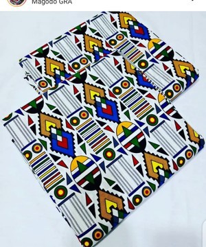 White background ankara kente fabric 6 yards