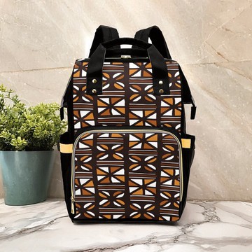 Tribal Geometric Print African Diaper Bag | Afro Backpack
