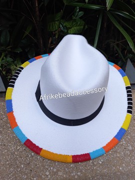 White fedora hats, Beaded fedora, African fedora,Fashion fedora