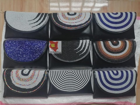 10 African Beaded Leather Clutch Bag – Handmade Maasai Beaded Evening Purse