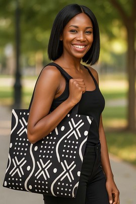 Traditional Tote Bag | Mudcloth Tribal Print | Large Capacity