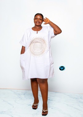 Manuel Fashion White Embroidered Kaftan Dress