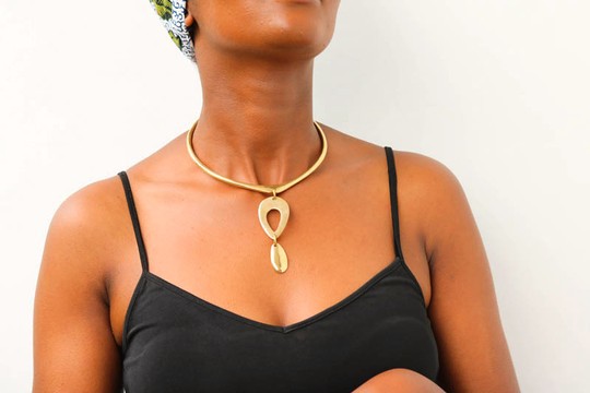 African Brass necklace, Choker Necklace, Pendant Brass necklace, Christmas gift for her, Moms gift