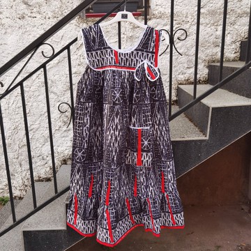 Robe africaine femme, kaba, boubou en tissu pagne Ndop Cameroun