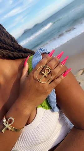 Beautiful bronze ring "Ankh"