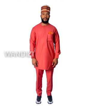 Costume traditionnel africain orange brûlé, vêtements pour hommes africains, hommes de mariage africains